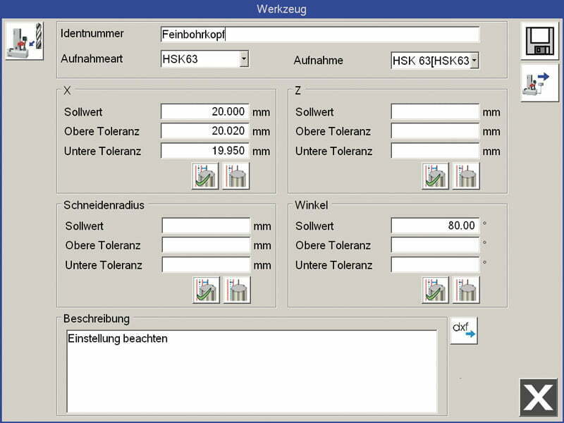 KELCH Software CoVis Werkzeug Datenmaske